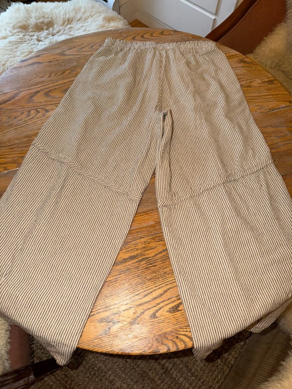FREE PEOPLE textured stripe cotton pull on pant/pockets/cropped/L - Picture 6 of 9